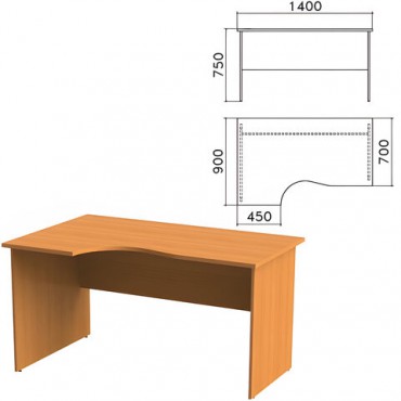 Стол письменный эргономичный "Фея", 1400х900х750 мм, левый, цвет орех милан, СФ07.5
