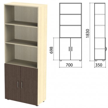 Шкаф полузакрытый "Канц", 700х350х1830 мм, цвет дуб молочный/венге (КОМПЛЕКТ)