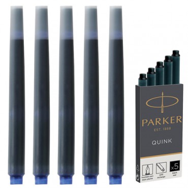 Картриджи чернильные PARKER "Cartridge Quink", КОМПЛЕКТ 5 штук, черные, 1950382